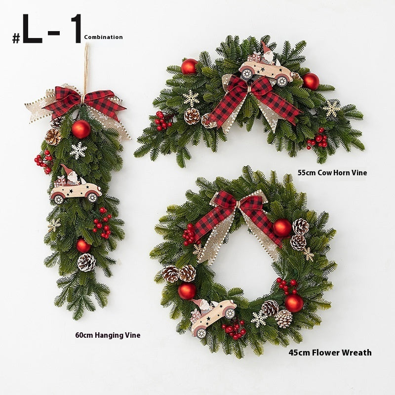 Christmas Decoration Upside Down Christmas Tree Horn Rattan Christmas Wreath
